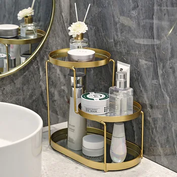 3-Нива, Скандинавски Органайзер за козметика Golden Perfume Багажник за изложбата на стоки Луксозен Контейнер за баня Настолна срок на съхранение