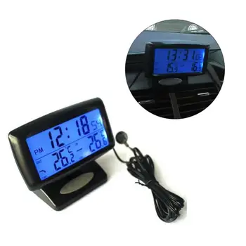 Хит на продажбите, авто led цифров LCD термометър портативен Голям екран, часовници, измерване на температура с подсветка